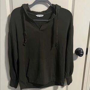Workshop Republic Clothing Olive V-Neck Hoodie Sweater
